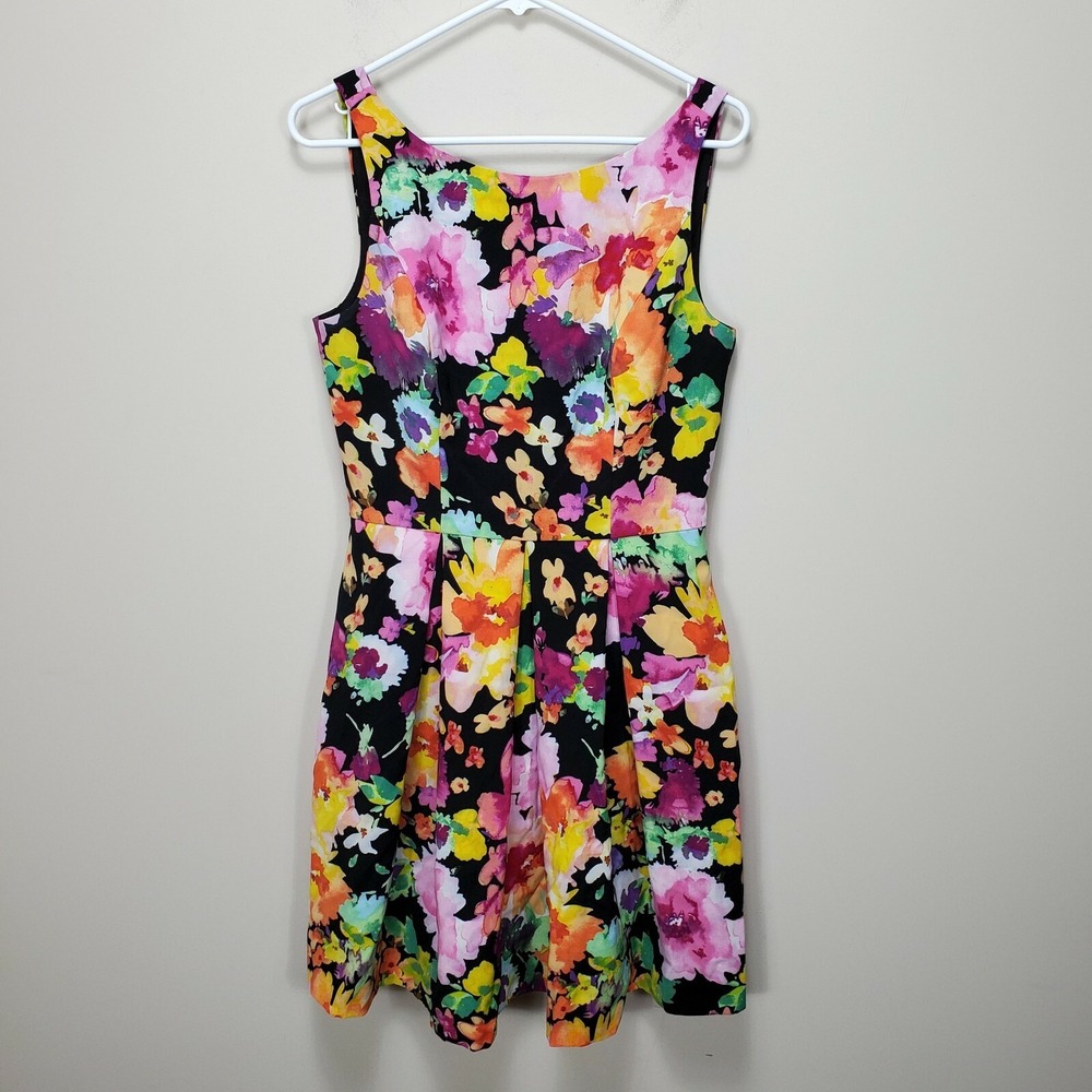 The Limited Women's Casual Formal Fit & Flare Black Floral Dress Halter Size 8